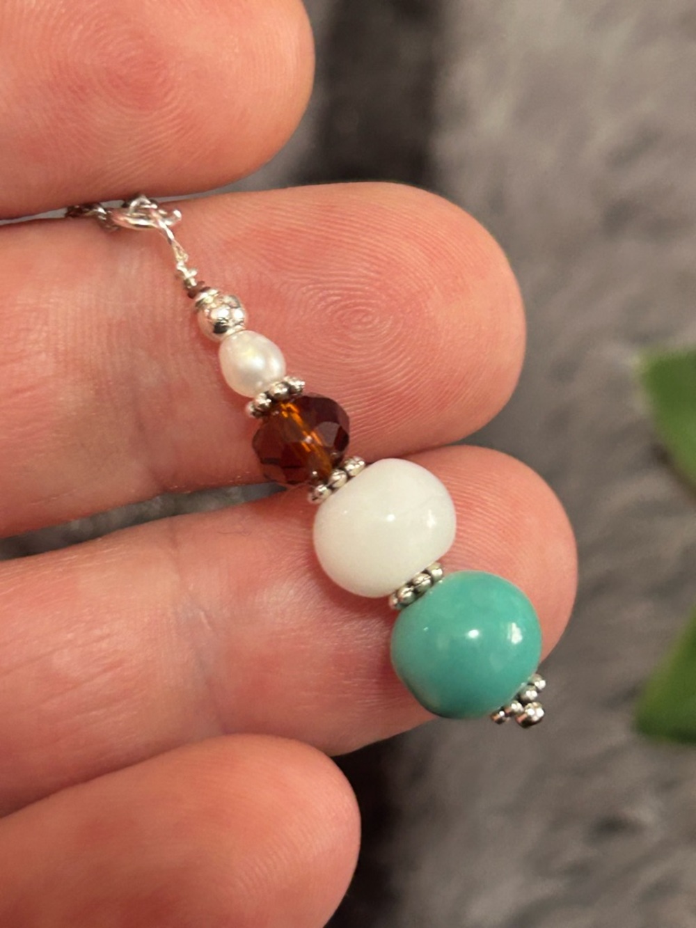 Handcrafted milky quartz genuine pearl bead drop pendant on chain necklace